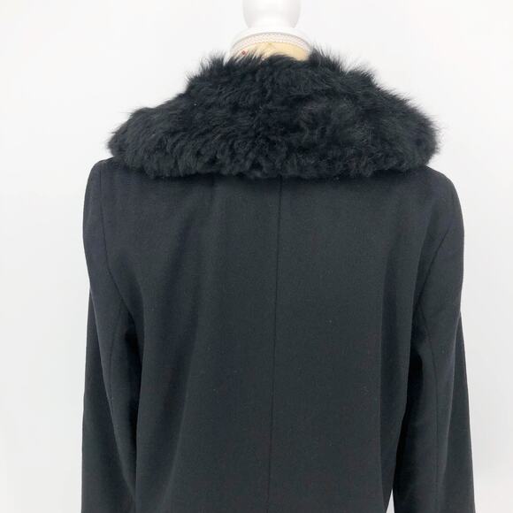 Sofia Cashmere Women Long Full Length Coat 6 Black Fur Collar Wool Cashmere NWOT - Picture 9 of 13